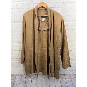 Positive Influence Blazer Jacket Womens Size 14 Mocha Brown Open Front Casual